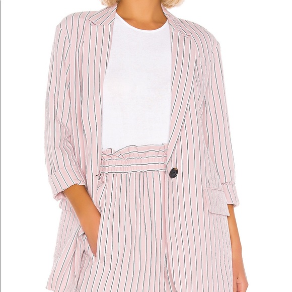 Tibi Twill Oversized Blazer in Dusty Pink - Picture 2 of 6
